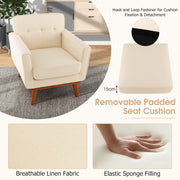 Modern Accent Chair Upholstered Linen Fabric Armchair