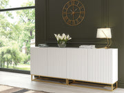 TV Unit TV Stand Sideboard Cabinet Media Console White Gold Fluted Modular 200cm