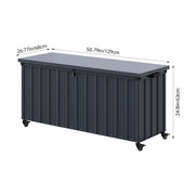 550L Metal Storage Box with Wheels Garden Outdoor Shed Utility Cushion Chest UK