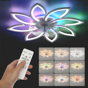 RGB LED Ceiling Fan Light Dimmable Chandelier Living Room Lamp W/ Remote Control