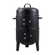 3 In 1 Charcoal Smoker BBQ Grill Patio Garden Camping Roaster with Thermometer