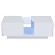 Led Coffee Table with 2 Drawer Storage, High Gloss Coffee Table for Living Room