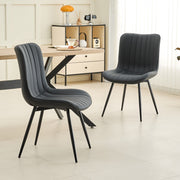 Set of 2 Faux Leather Dining Chairs High Back Padded Metal Leg Kitchen Chairs UK