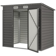 6.3 x 4.3FT Galvanised Metal Garden Shed with Lockable Door, Grey
