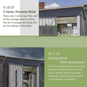 Metal Garden Shed 152x72x182cm Outdoor Storage Pent Roof Tool Shed Grey