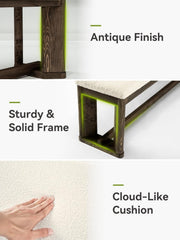 63-Inch Modern Solid Wood Entryway Bench with Upholstered Cushion for Hallway