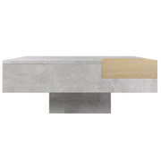Square Coffee Table Grey !SALE! Marble Effect Storage Drawer Oak Living Room