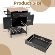 Rolling Kitchen Island Cart Mobile Serving Cart with Drawer-Black