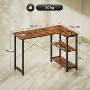 L-Shaped Computer Desk Study Workstation with 2 Shelves Refurbished