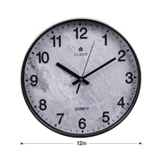 30cm Grey Marble Wall Clock Silent Living Room Bedroom Office Home Decor UK