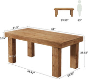 63-Inch Modern Solid Wood Dining Table Rectangular Kitchen Table for 4-6 Person