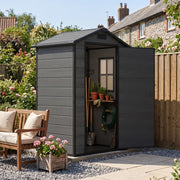 Grey Wood Grain Plastic Garden Shed 6x8 6x6 5x3 Outdoor Tool Bike Storage House