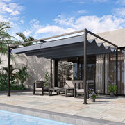 4 x 3m Metal Pergola Gazebo Patio Sun Shelter Retractable Canopy Grey