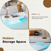 High Gloss LED Coffee Table Cocktail Center Table Modern Living Room Rectangle