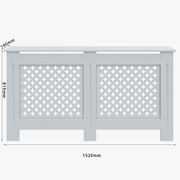 Large Radiator Cover Modern White Painted Cross Grill Wood Wall Cabinet Home UK