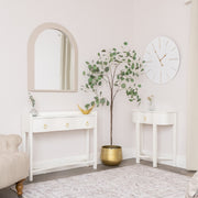 Large White Wooden Grain & Gold Detailed Wall Clock - 70cm x 70cm