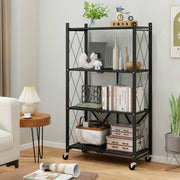 4-Tier Foldable Storage Shelf Collapsible Storage Rack Black