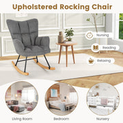 Modern Linen Rocking Accent Chair Upholstered Glider Rocker Armchair