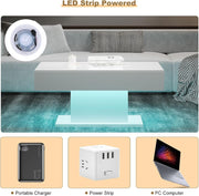 LED Coffee Table High Gloss Rectangle Center Table Modern Living Room Furniture