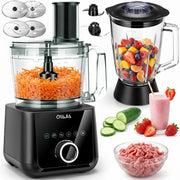 Mixer Food Processor Chopper, Stainless Steel Blender 2.5L+1.5L Timer 11 Speed U
