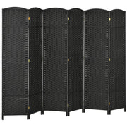 6 Panel Folding Room Divider, Privacy Screen, 240 x 170cm, Black