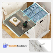 Smart Bedside Table with Charging Station, LED Nightstand with Hidden Drawer