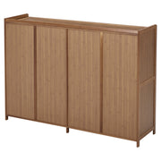 4 Doors Rattan Wood Shoe Storage Cabinet Cupboard Footwear Stand Rack Unit Retro