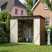 8 x 4FT Metal Garden Storage Shed with 2 Door Wood Grain Effect Bike Tool House