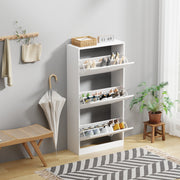 3 Drawer Shoe Cabinet Cupboard Storage Footwear Stand Wooden Rack Unit White
