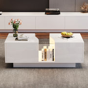 Led Coffee Table with 2 Drawer Storage, High Gloss Coffee Table for Living Room