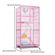 Cat Cage Wheels Metal Wire Cat Kennel Easy Pet Care Housing