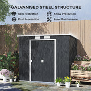 7 x 4ft Metal Garden Storage Shed w/ Double Door Dark Grey