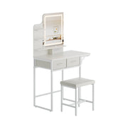 Dressing Table With Drawer LED Mirror Stool Set Makeup Desk Vanity Table Bedroom