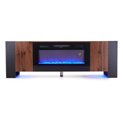 Wooden TV Stand Cabinet Unit with Electric Fireplace 12 Colour LED Fire Heater