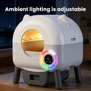 Self Cleaning Cat Litter Tray 76L Automatic Cat Litter Box 2.4G WiFi APP Safety