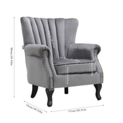 Velvet Accent Chair Scallop Armchair Oyster Back Lounge Tub Chair With Wood Legs