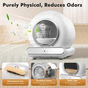 Self Cleaning Automatic Cat Litter Box 65L 2.4G WIFI APP Control with Trash Bag