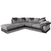 Corner Sofa Dino Jumbo Cord Suite 3 Seater 2 Seater Couch & Footstool Grey/Black