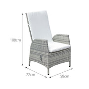 Oseasons Pack of 6 Lisbon Rattan Reclining Outdoor Dining Chair in Mixed Grey