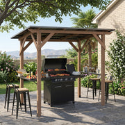 Outdoor Barbecue Canopy 263 x 151 cm Grilling Shelter with 2 Side Shelves