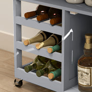 Rolling Kitchen Island Trolley Storage Cart w/ Rubberwood Top, Grey