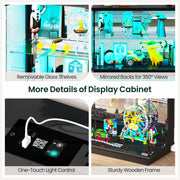 LED TV Unit Cabinet RGB Lights Glass Doors USB-C Power Sockets Modern Stand