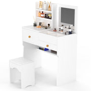 Dressing Table With Drawers Mirror Stool Set Makeup Desk Vanity Table Bedroom