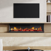 Electric 3 Sided Wall Mounted LED Media Fireplace Wall Inset Into Fire 9 Colors