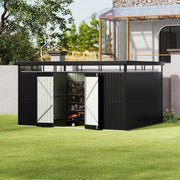 13x10ft Garden Storage Shed Bike Metal Tool House Storage Lockable Dual Doors