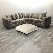Large Square Footstool Coffee Table Upholstery Fabric Footstools Matching Button