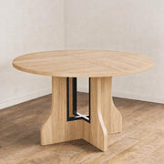 Round Dining Table for 4-6 People 120cm Circle Kitchen Table for Home Kitchen