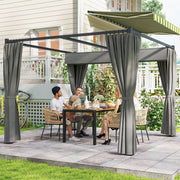 3 x 3(m) Pergola with Retractable Roof and Curtains, Light Grey