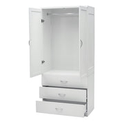 Tall Wooden 2 Door Wardrobe with 3 Drawers Bedroom Storage Furniture