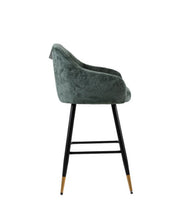 Zurich Modern Velvet Padded Bar Stool Chair with Black Metal Legs